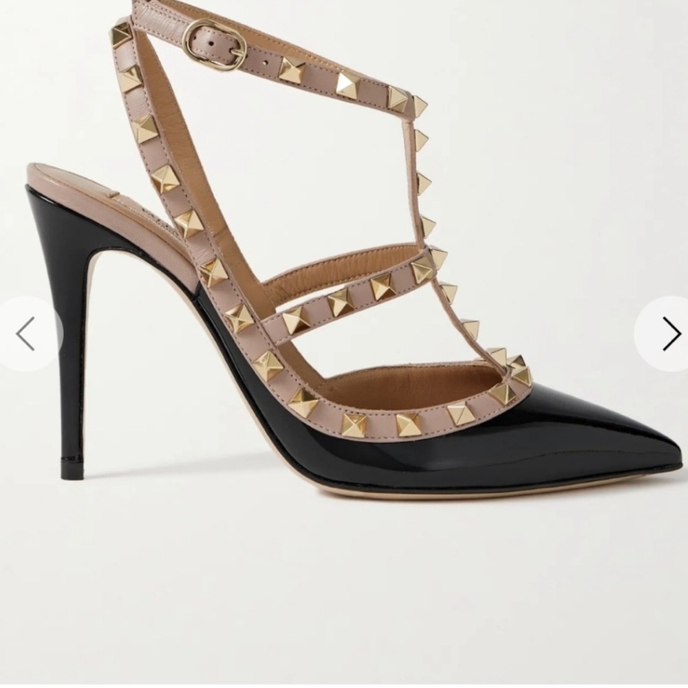 Valentino Black and Tan Rock Star Studded Heels